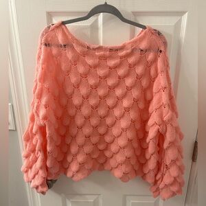 Shein pointelle pink sweater